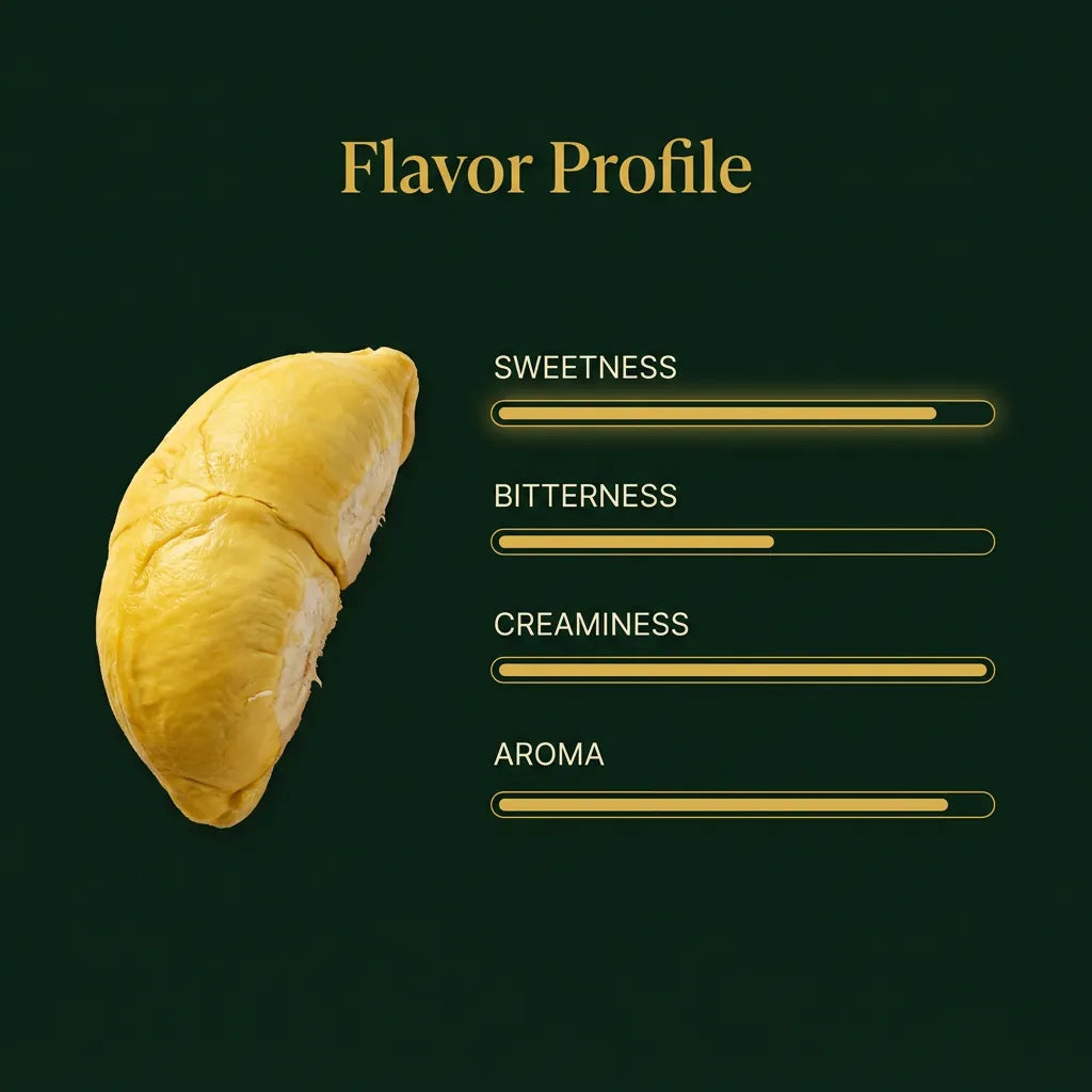 Musang King flavor profile: sweetness, bitterness, creaminess, aroma